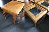 Two photos of wooden coffee tables.